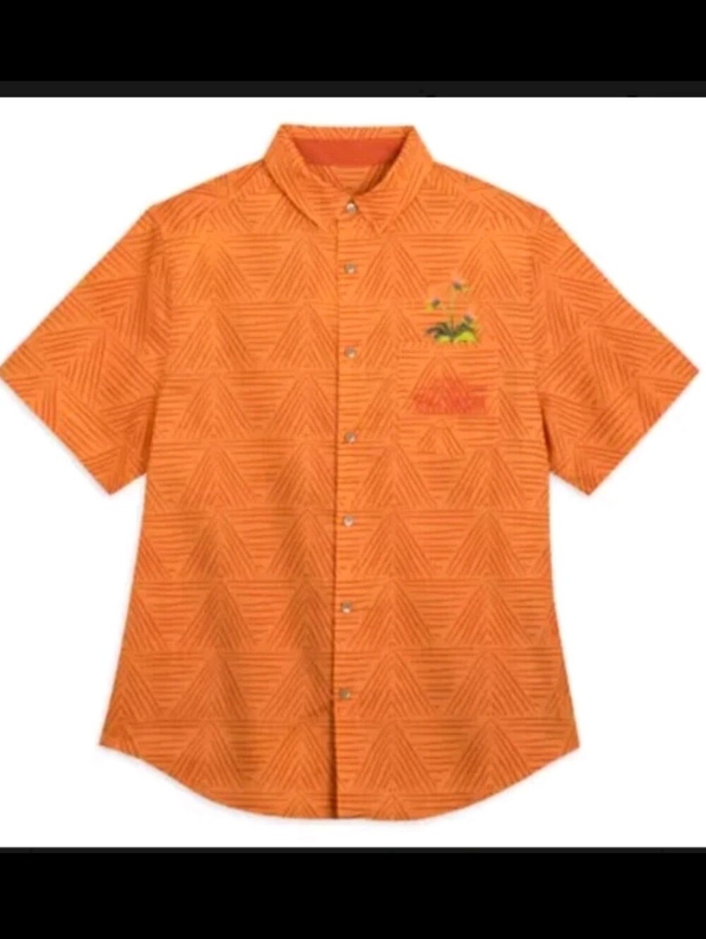 Disney Mens Orange Enchanted Tiki Room Hawaiian Button Up Collared Shirt S